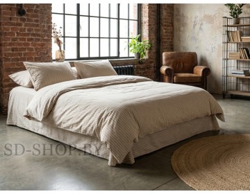 Постельное белье из Вареного хлопка "Бежевая полоска" 100% хлопок  пр-во Барановичи (РБ).