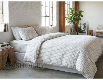 Постельное белье из Вареного хлопка "Белая клетка" 100% хлопок  пр-во Барановичи (РБ).