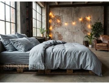 Постельное белье из Вареного хлопка "Голубой меланж" 100% хлопок  пр-во Барановичи (РБ).