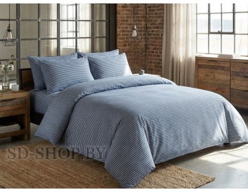 Постельное белье из Вареного хлопка "Джинс полоска" 100% хлопок  пр-во Барановичи (РБ).