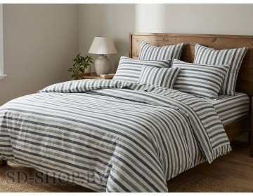 Постельное белье из Вареного хлопка "Мята широкая полоса" 100% хлопок  пр-во Барановичи (РБ).