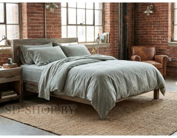 Постельное белье из Вареного хлопка "Серо-зеленый меланж" 100% хлопок  пр-во Барановичи (РБ).