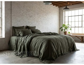 Постельное белье из Вареного хлопка "Темный Хаки" 100% хлопок  пр-во Барановичи (РБ).