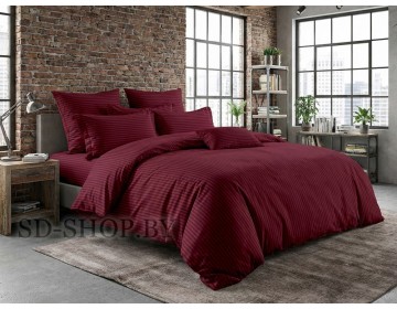 Постельное белье Страйп-Сатин "БОРДО" 100% хлопок  пр-во Барановичи (РБ).