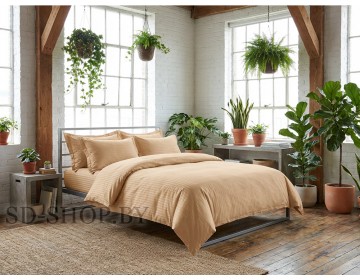 Постельное белье Страйп - Сатин "Миндаль" 100% хлопок  пр-во Барановичи (РБ).