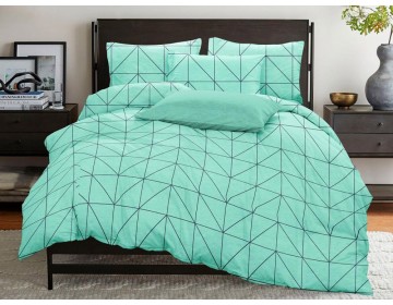 Постельное белье "Геометрия бирюза" Бязь 100% хлопок СонМаркет (РБ)