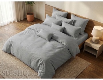 Постельное белье Страйп-Сатин "СЕРЫЙ" 100% хлопок СонМаркет (Барановичи).