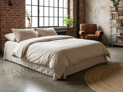 Постельное белье из Вареного хлопка "Бежевая полоска" 100% хлопок  пр-во Барановичи (РБ).