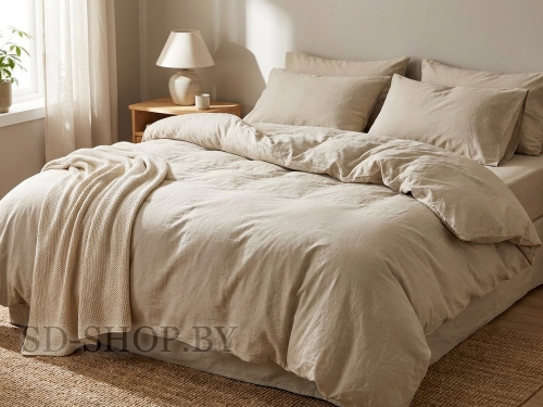 Постельное белье из Вареного хлопка "Бежевый однотонный" 100% хлопок  пр-во Барановичи (РБ).