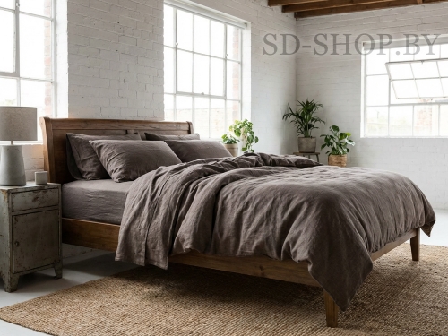 Постельное белье из Вареного хлопка "Коричневый меланж" 100% хлопок  пр-во Барановичи (РБ).