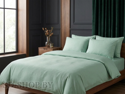 Постельное белье Страйп-Сатин "МЯТНЫЙ Микро страйп" 100% хлопок  пр-во Барановичи (РБ).