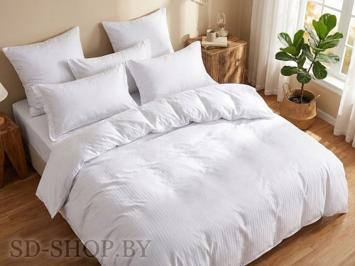Постельное белье Страйп-Сатин "БЕЛЫЙ Вид-2" 100% хлопок СонМаркет (Барановичи).