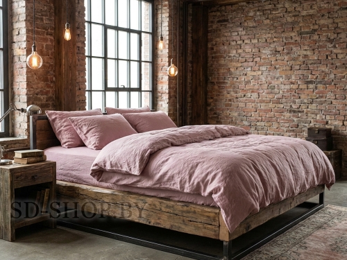 Постельное белье из Вареного хлопка "Пыльно-розовый меланж" 100% хлопок  пр-во Барановичи (РБ).