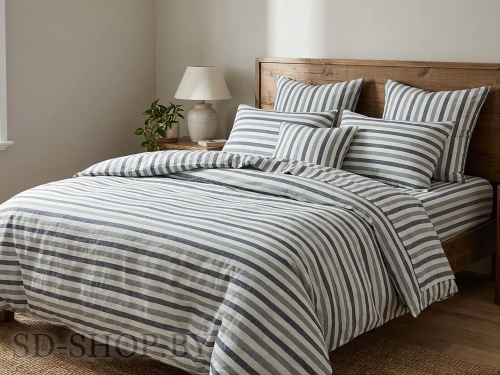 Постельное белье из Вареного хлопка "Мята широкая полоса" 100% хлопок  пр-во Барановичи (РБ).