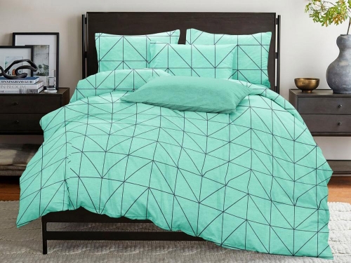 Постельное белье "Геометрия бирюза" Бязь 100% хлопок СонМаркет (РБ)