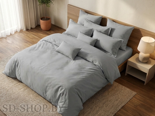 Постельное белье Страйп-Сатин "СЕРЫЙ" 100% хлопок СонМаркет (Барановичи).