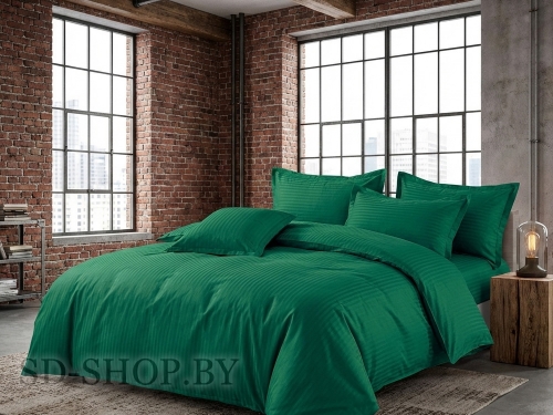 Постельное белье Страйп - Сатин "ИЗУМРУД" 100% хлопок  пр-во Барановичи (РБ).