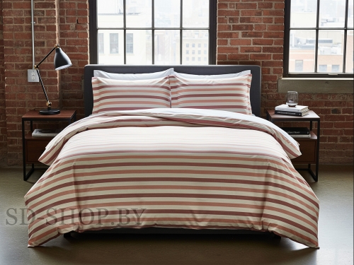 Постельное белье из Вареного хлопка "Широкая розовая полоса" 100% хлопок  пр-во Барановичи (РБ).